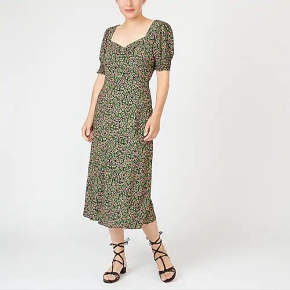J. Crew smocked -sleeve midi dress in floral.  Excellent condition.  Size 6